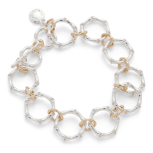 Bamboo Sparkle Two Tone Circles Bracelet