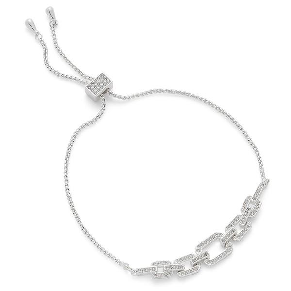 Geometric Modern Pave Silver Plated Friendship Bracelet