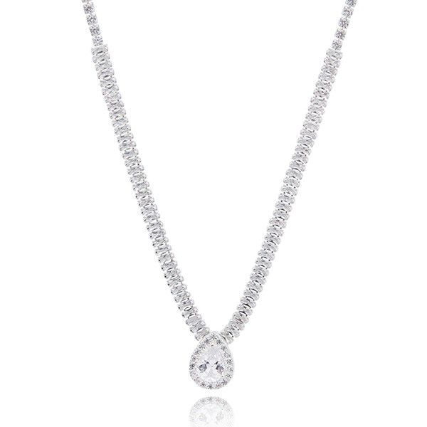 All That Bling Oppulent Teardrop Silver Plated Necklace