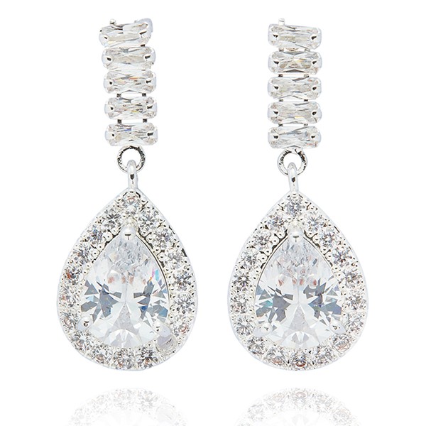 All That Bling Oppulent Teardrop Silver Plated Earrings