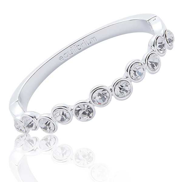 Sparkle Silver Plated Bangle Clear