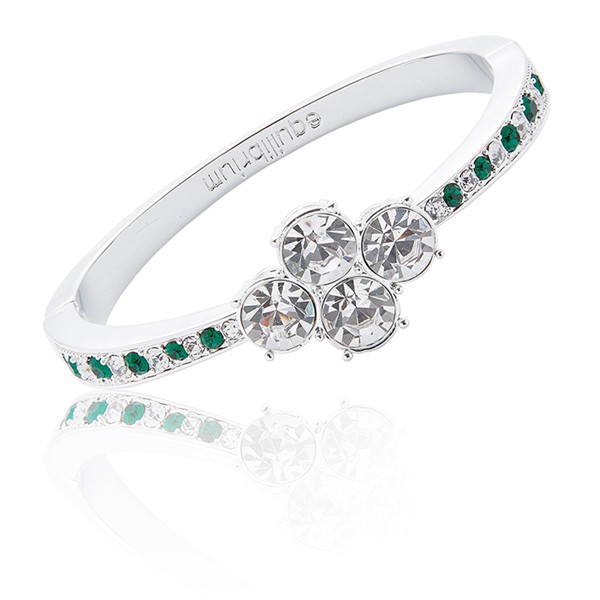 Chic Silver Plated Bangle Clear Green