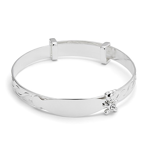 Sparkle Teddy Silver Plated Baby Bangle