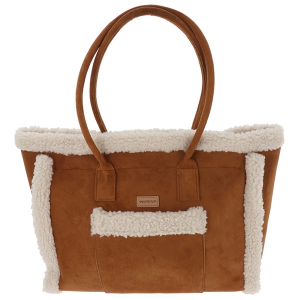 Faux Sheepskin Tote Dark Tan