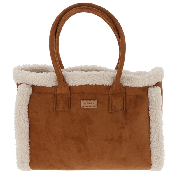 Faux Sheepskin Handbag Dark Tan