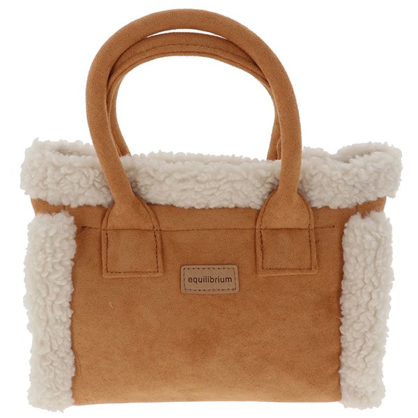 Faux Sheepskin Barrel Bag Pale Tan