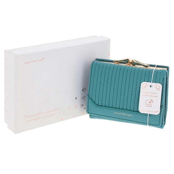 Lined Clasp Purse Small Teal