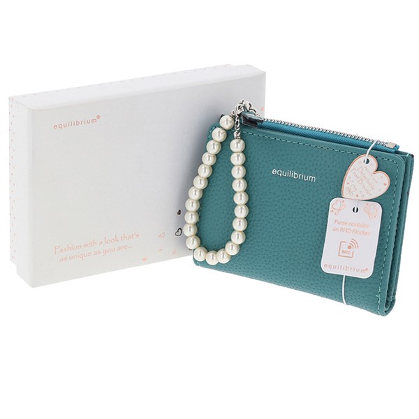 Purse With Pearl Bracelet Small Teal