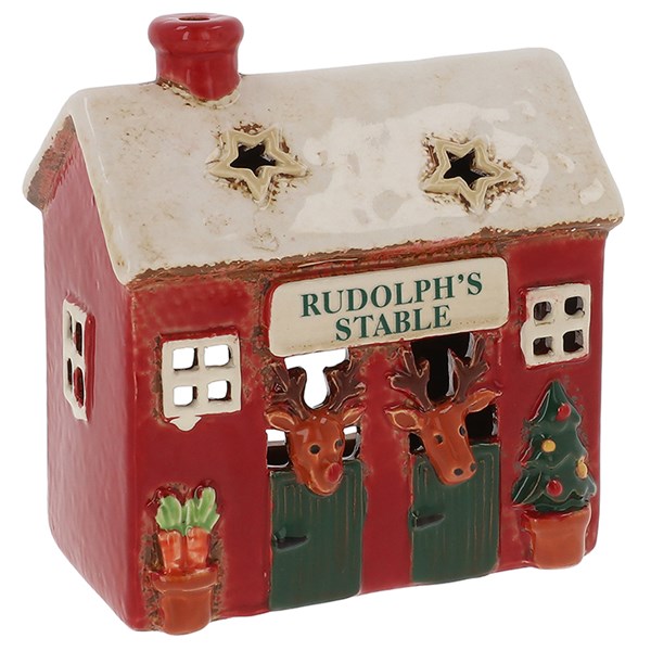 Village Pottery Xmas Rudolphs Stable Tealight