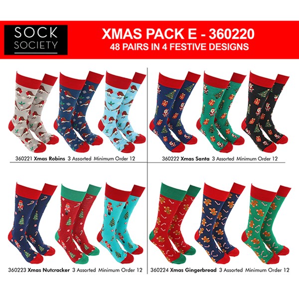 Sock Society Xmas Pack E 4 Designs