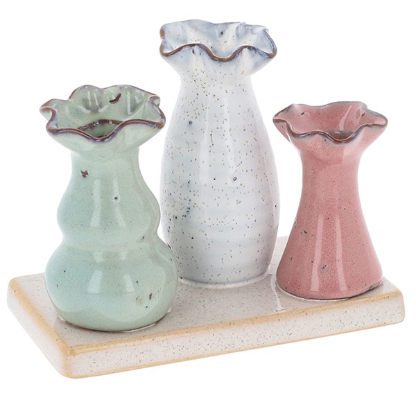 Petite Pottery 3 Stem Frilly Vase