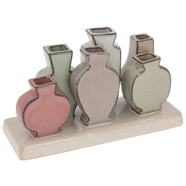 Petite Pottery 6 Stem Flat Vases
