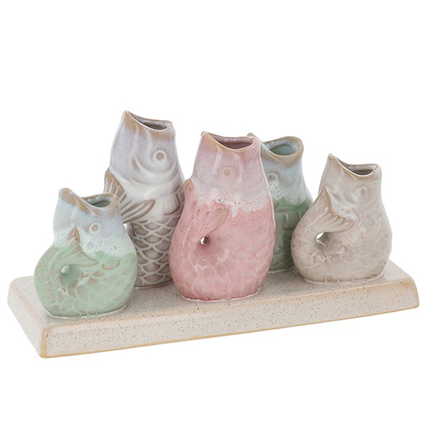 Petite Pottery 5 Stem Fish Vases