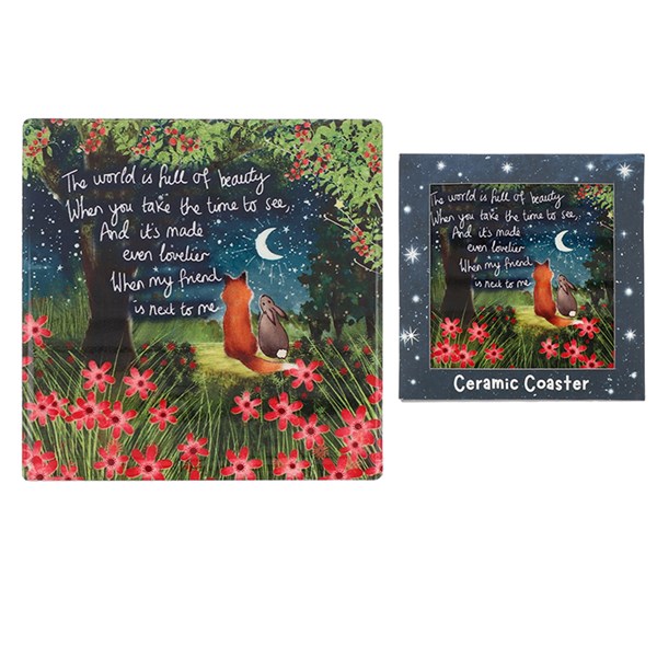 Fox Under The Moon Coaster Beautiful Friend