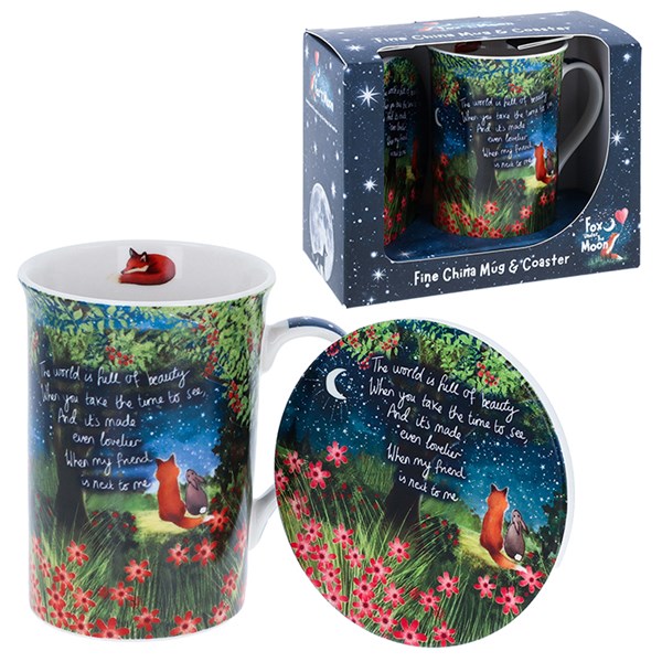 Fox Under The Moon Mug & Coaster Set Friend