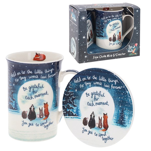 Fox Under The Moon Mug & Coaster Set Grateful