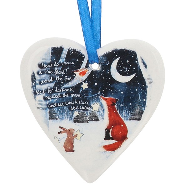 Fox Under The Moon Hanging Heart True Friend