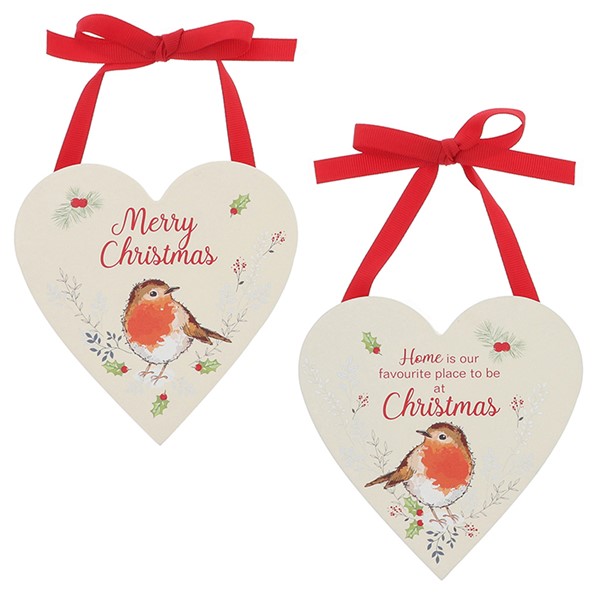 Winter Robin Xmas Hanging Heart