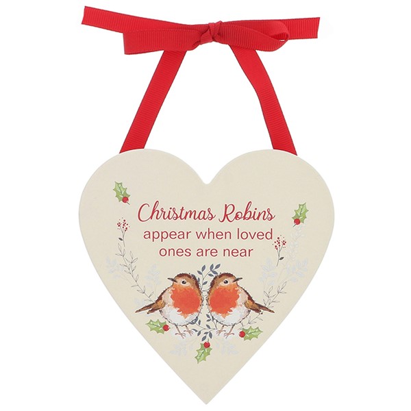 Winter Robins Appear Hanging Heart