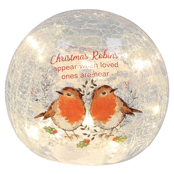 Winter Robins Appear LED Ball