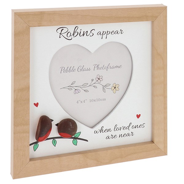Pebble Glass Photo Frame Robins