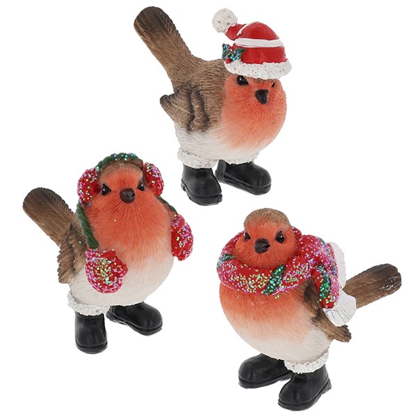 Xmas Robin In Boots Small