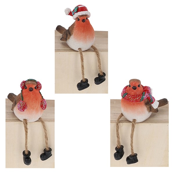 Xmas Robin in Boots Dangle Leg