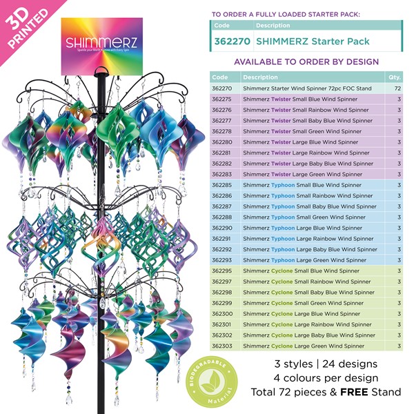 Shimmerz Starter Wind Spinner 72pc FOC Stand