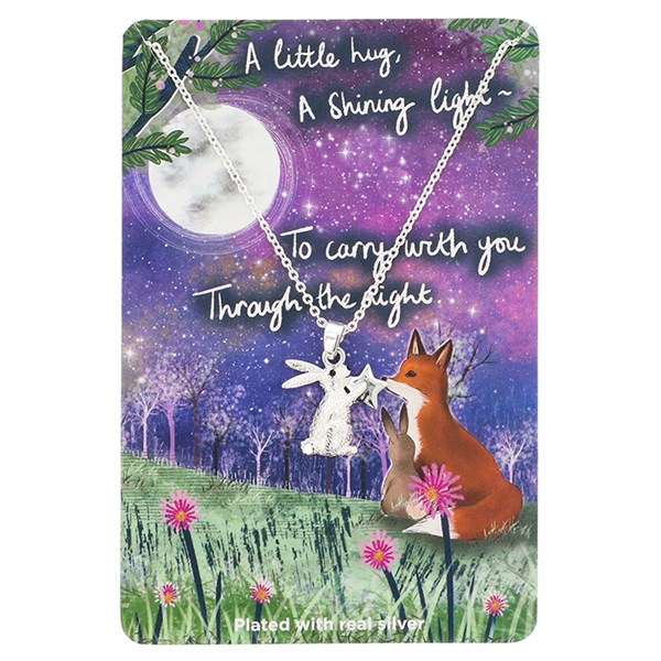 Fox Under The Moon Silver Plated Necklace Little Hug