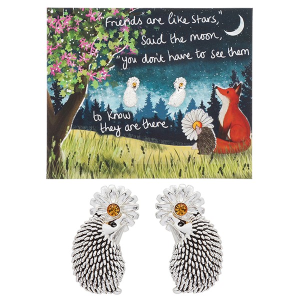 Fox Under The Moon Silver Plated Earrings Friends / Stars