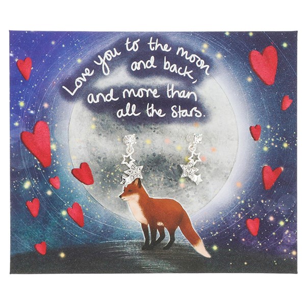Fox Under The Moon Silver Plated Earrings Love / Moon