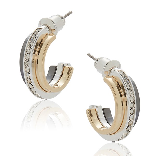 Mixed Metal Glam Hoop Earrings