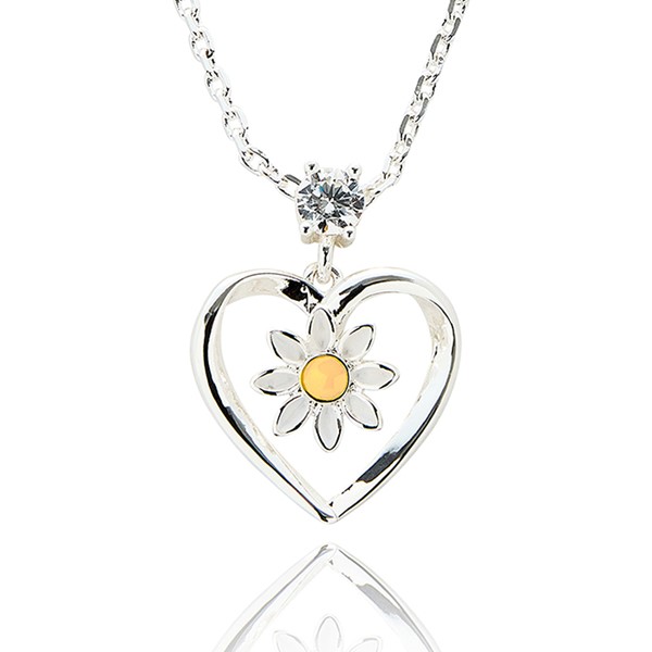 Daisy Chain Heart Silver Plated Necklace