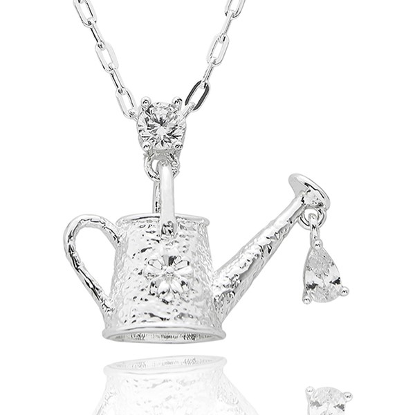 Secret Garden Drip Watering Can Silver Plated Necklace