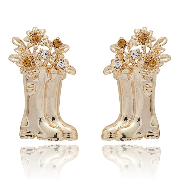 Secret Garden Flower/Wellie Gold Plated Earrings