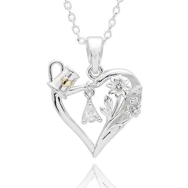 Secret Garden Two Tone Heart Watering Can Necklace