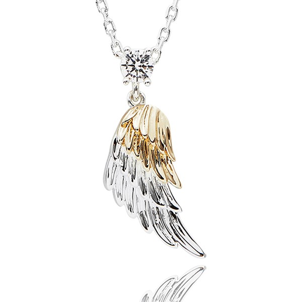 Guardian Angel Two Tone Angel Wings Necklace
