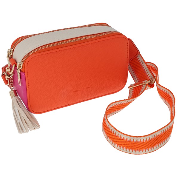 Tri Colour Crossbody Bag Orange Pink