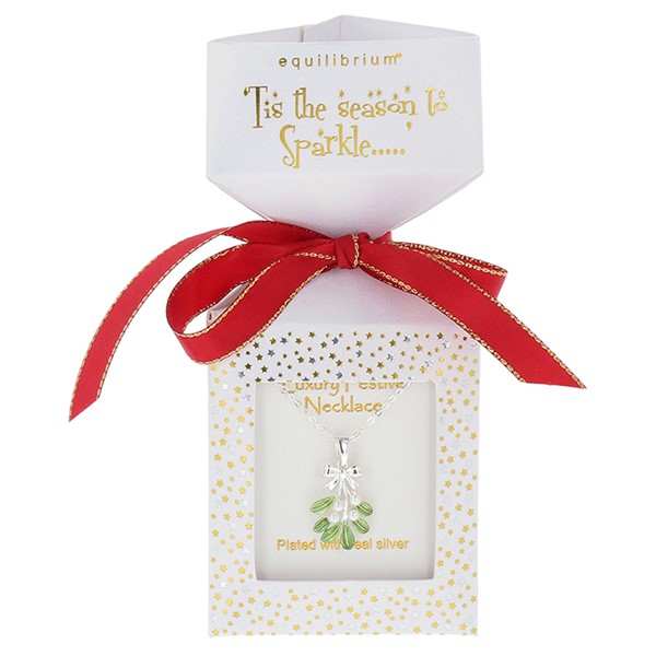 Xmas Cracker Silver Plated Mistletoe Necklace