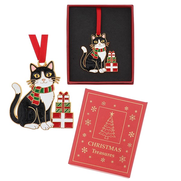 Xmas Treasures Black & White Cat
