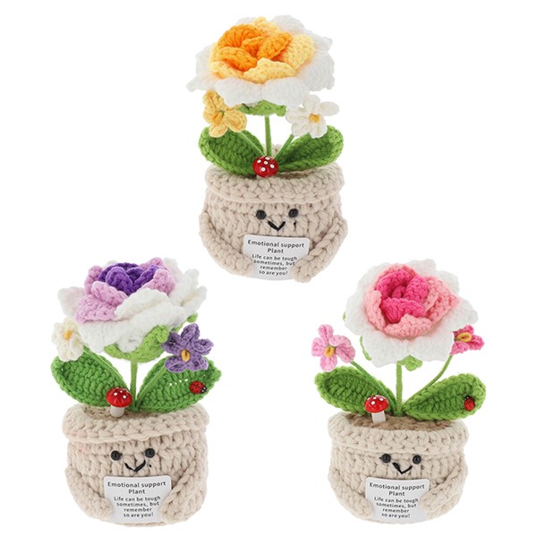 Crochet Smiley Pot Rose Large