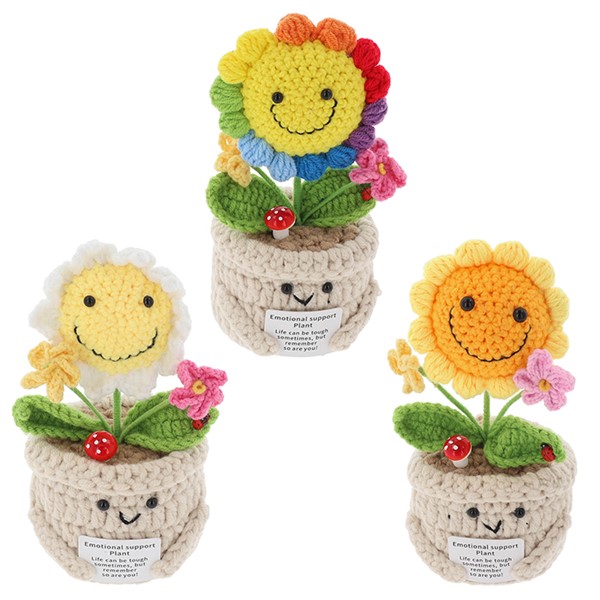 Crochet Smiley Pot Sunflower Large