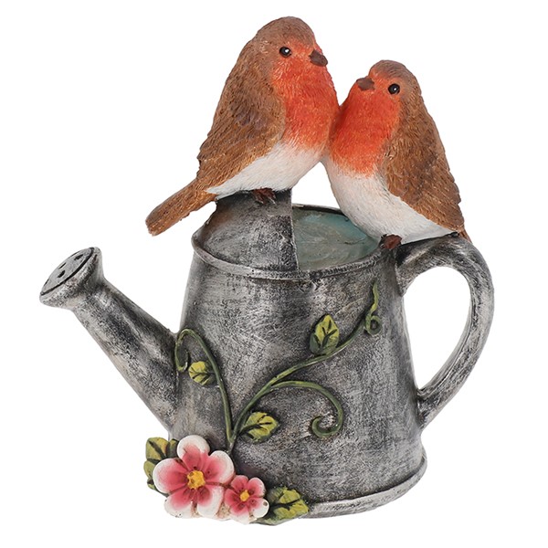 Garden Robin Pair On Watering Can