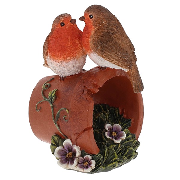 Garden Robin Pair On Plant Pot