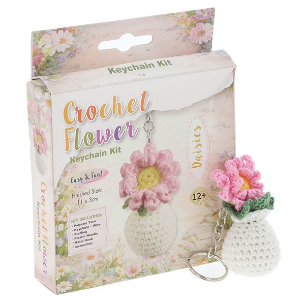 Creative Crochet Keyring Pink Daisy