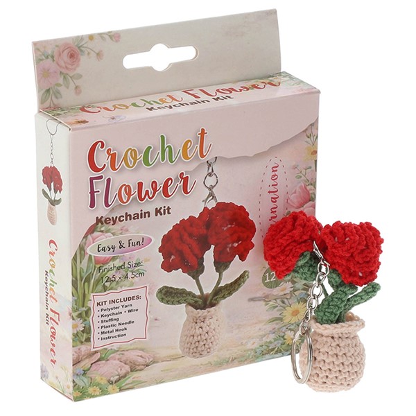 Creative Crochet Keyring Red Carnation