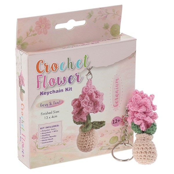 Creative Crochet Keyring Pink Carnation