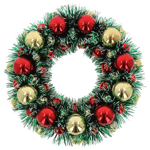 Xmas Tinsel Wreath Red & Gold