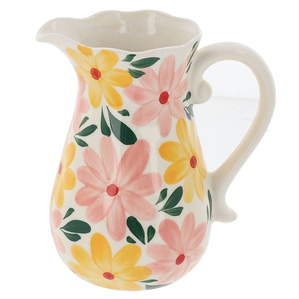 Hand Painted Blooms Jug Vase