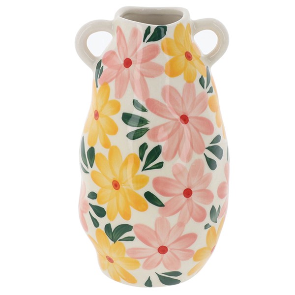 Hand Painted Blooms Tall Urn Vase Small